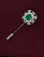 Muat gambar ke penampil Galeri, Crafter&#39;s-made Men&#39;s Emerald &amp; Diamond Brooch

