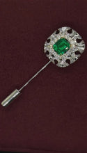 Muat dan putar video di penampil Galeri, Crafter's-made Men's Emerald &amp; Diamond Brooch
