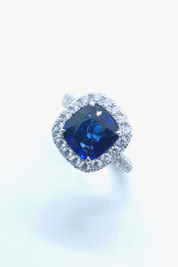 (R#40) 3.82cts Sapphire and Diamonds Ring