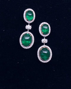 (ER#11) Cabochon Emerald Earrings