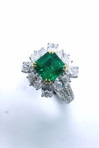 (R#33) 2.17cts Colombian Emerald & Diamonds Ring